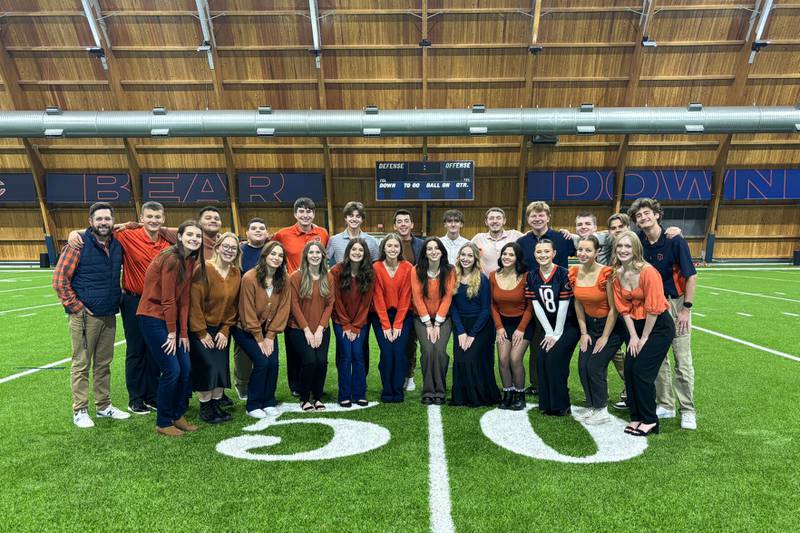 The Manteno High School Chamber Choir poses for a photo at Halas Hall where they won a national anthem contest audition on Nov. 19 hosted by the Chicago Bears. The choir will perform at the Bears’ home game against the Detroit Lions at noon on Sunday.