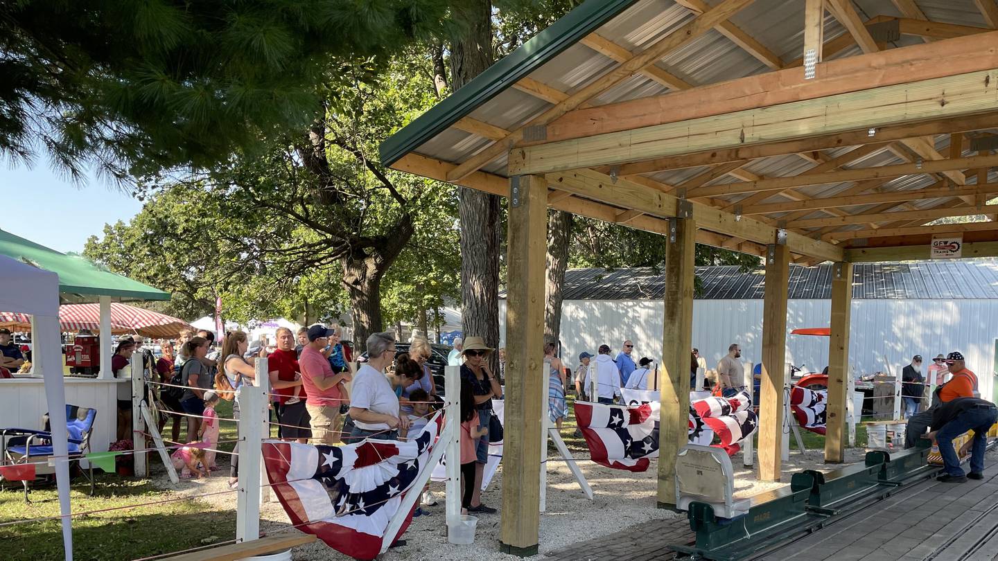 After the ribbon was cut at Plowman's Station, hundreds of Big Rock Plowing Match and Festival guests rode the railroad at Plowman's Park in Big Rock on Saturday Sept. 17 2022. (Photo Provided)