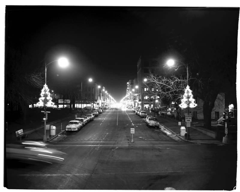 Chicago Street in downtown Joliet is seen during Christmas 1959.