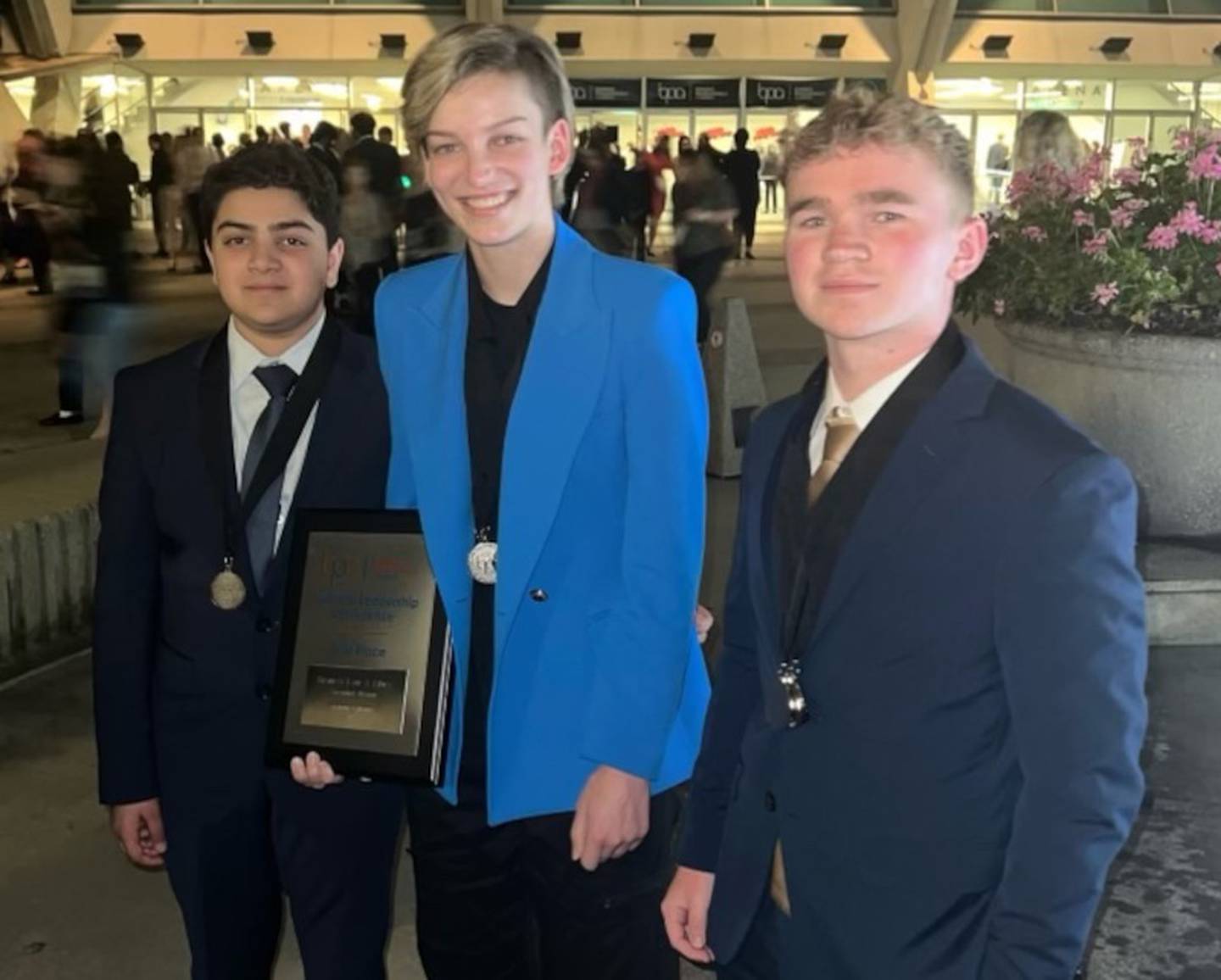 Pictured from left, Aarin Bothra, Jensen Coonradt  and Tyler Boecker earned placement recognition at the BPA Conference
