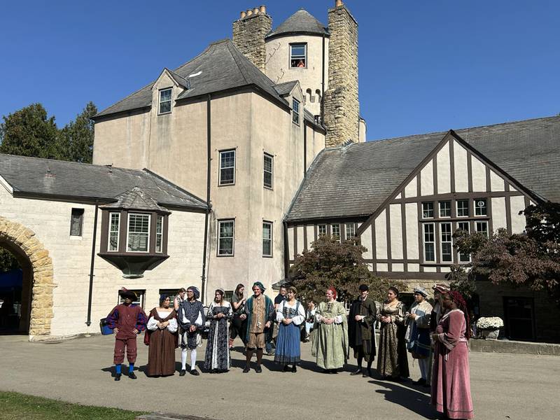 The Hoffman Estates Madrigals perform in the courtyard at Stronghold Castle during the Olde English Fair at Stronghold Camp & Retreat Center on Saturday, Oct. 5, 2024. The fair is held during the Autumn on Parade festival in Oregon.