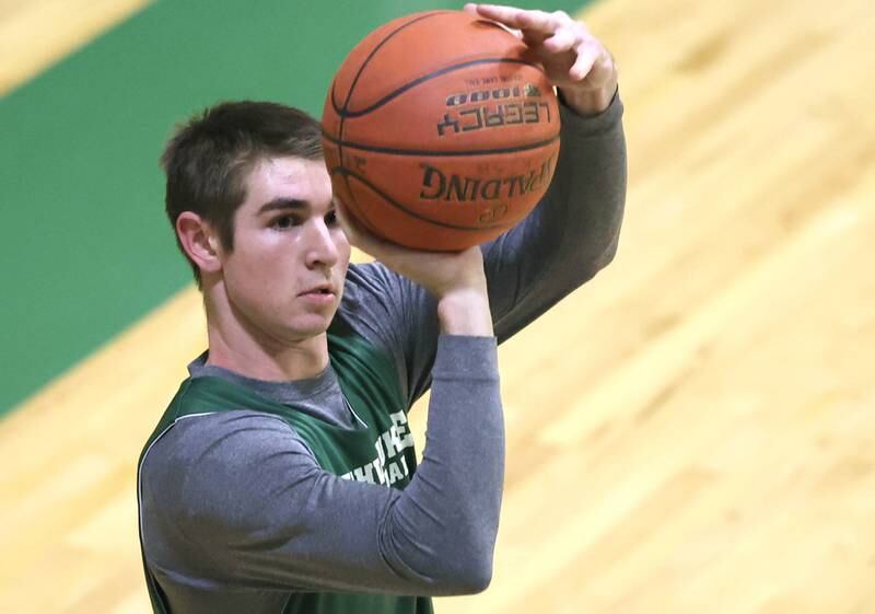 Indian Creek High School graduate Cam Russell, now at Kishwaukee College, shoots a jump shot during practice Wednesday, Jan. 11, 2023, at the school.