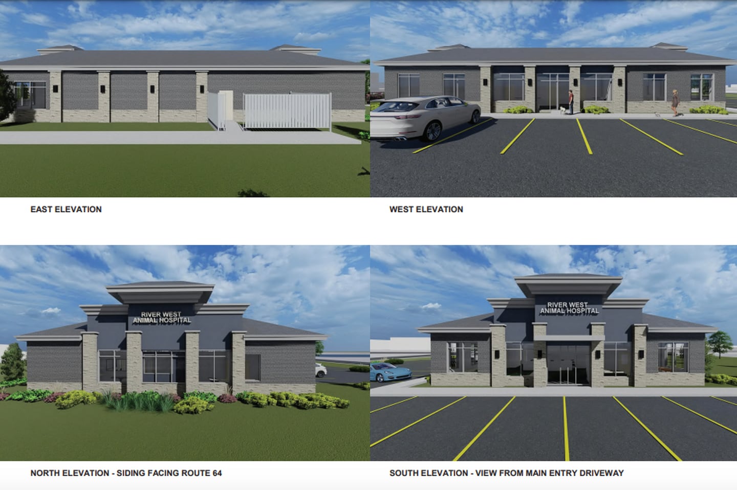 Artist renderings of proposed River West Animal Hospital at 2377 W Main St. in St. Charles.