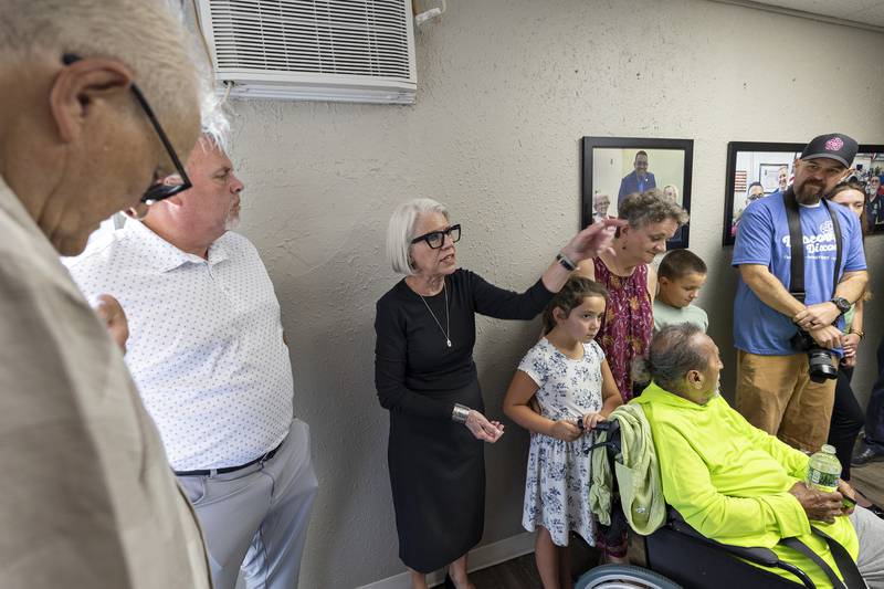 Arellano's Chief of Staff Nancy Naylor speaks Wednesday, July 23, 2025, during an open house for the new office in Dixon. Naylor will be at the office from 8 a.m. to 4 p.m. Monday through Friday but will take special time requests at 779-251-5003.