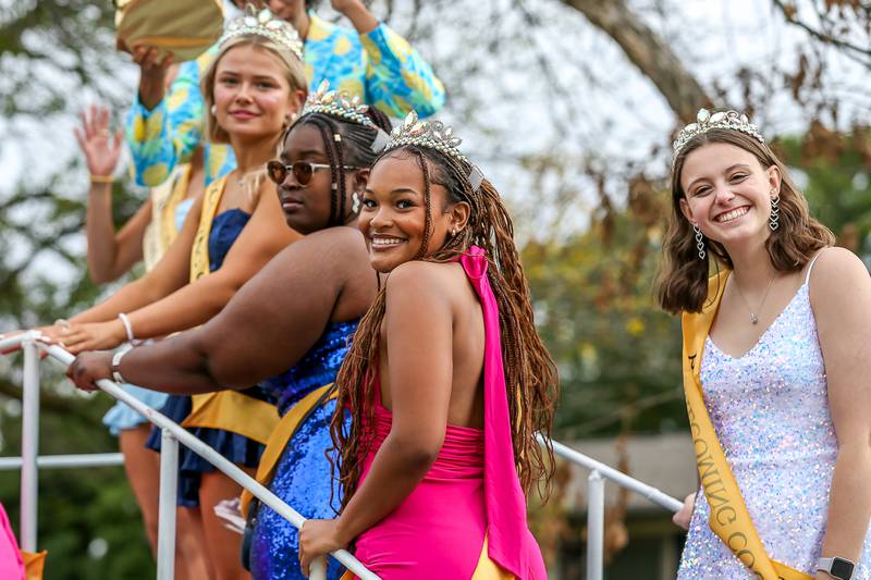 The Downers Grove South Homecoming Court ride in the Downers Grove South Homecoming Parade. Sept 28, 2024 in Downers Grove.