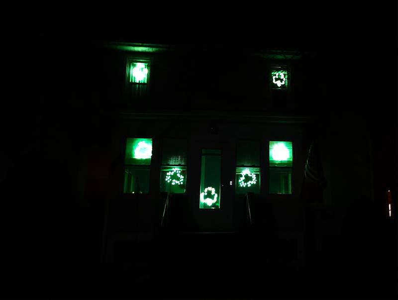 Polo resident Tamela Merdian recently decorated her house to celebrate St. Patrick's Day. Meridan decorated her house by lighting St. Patrick’s Day-themed window silhouettes to create a smiley face.