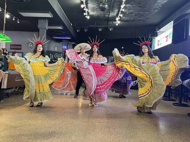 Ballet Nueva Generación of Rochelle Township High School took to the floor at La Calle Bar and Music Venue on Nov. 4, 2023 during the inaugural Day of the Dead "Celebration of Life".