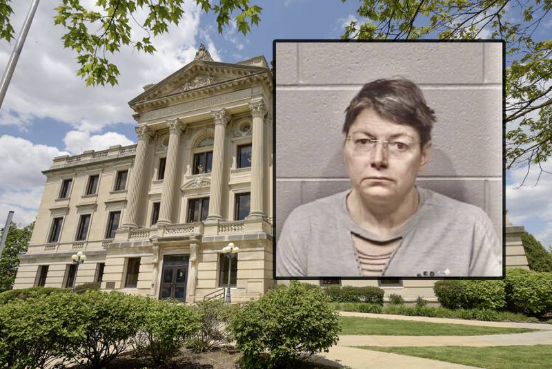 Tracy Picciariello, 52, of Sycamore, was arrested on Monday, Feb. 17, 2025, and charged with aggravated cruelty to an animal after Picciariello's husband told police she shot their dog during a fight about how much time he spends with their pets, according to the DeKalb County Sheriff's Office. (Inset photo provided by DeKalb County Jail)