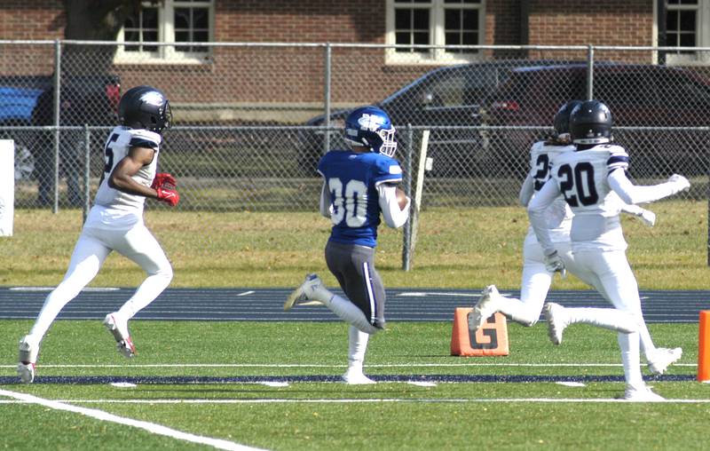 Newman's Brady Williamson heads for a touchdown.  Newman defeated Chicago Hope 50-22 in Class 1A 1st round football at Sterling High School on Saturday, November 2, 2024.