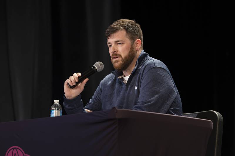 Dixon Township Supervisor Brent Reuter talks about the position Tuesday, March 18, 2025, during a candidate forum in Dixon. Reuter is running unopposed.