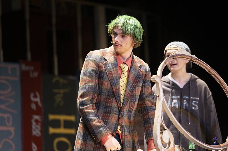 Andrew Cover, Dixon High School senior, rehearses his part of Mr. Wormwood, during DHS’s rendition of “Matilda,” Tuesday, April 14, 2026. Show dates will be April 17 and 18 at 7pm and April 19 at 2pm. Performances will be held at the James A. Wiltz Auditorium on the campus of DHS.