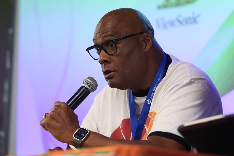 Dr. James Mitchem, retired Superintendent, talks about changing the foundation of the education model to ensure success for all students and more so students of color at the Juneteenth event hosted by the Joliet Area Historical Museum on Monday, June 19, 2023 in Joliet.