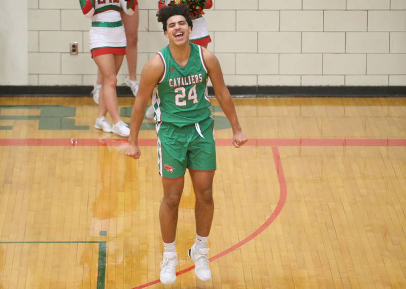 L-P's Marion Persich reacts after draining a three point basket against Streator during the Class 3A Regional title game on Friday, Feb. 28, 2025 in Sellett Gymnasium at L-P High School.