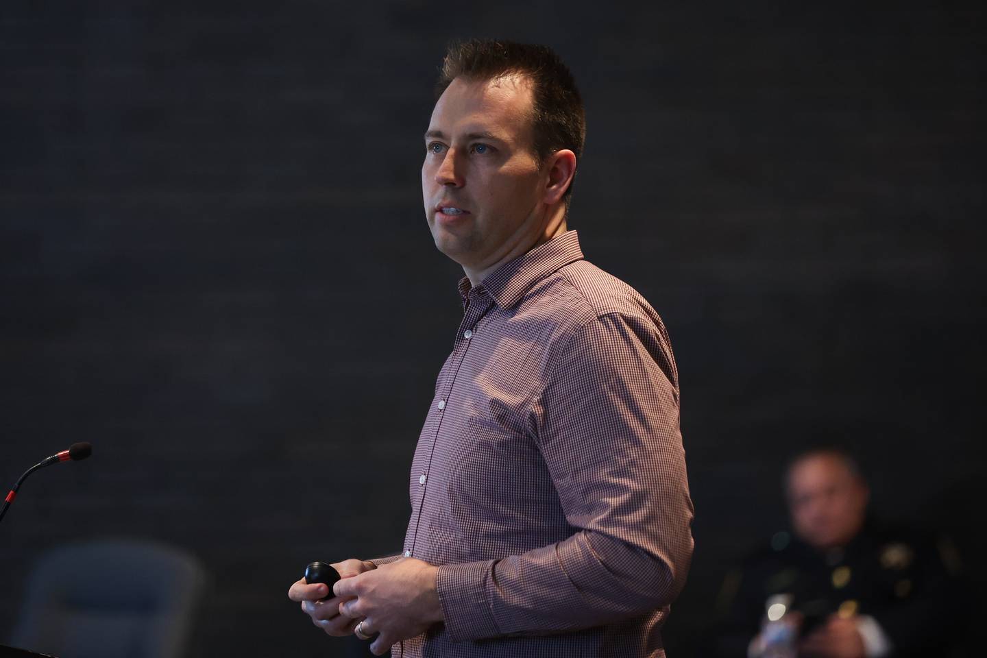 Tony Anzzer, Deputy Director of Engineering in the Utilities Department gives an update on the Lake Michigan water project to the council members at the Joliet City Council Meeting. Tuesday, Mar. 1, 2022, in Joliet.