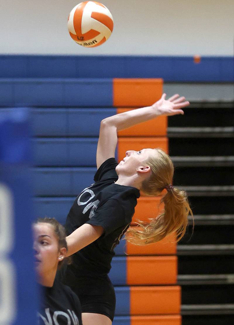 Genoa-Kingston volleyball players work out Tuesday, Aug. 23, 2022, during practice at the school in Genoa.