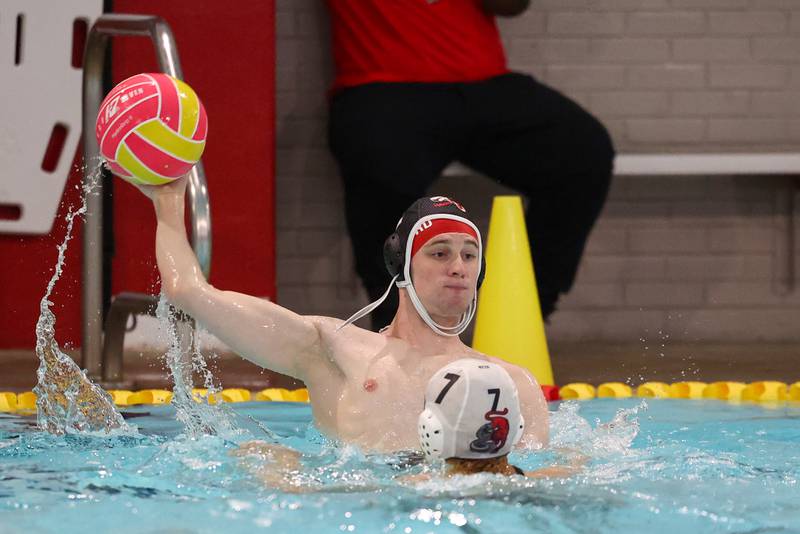 Bradley-Bourbonnais' Eli Swafford looks to pass during the Boilermakers' 7-5 loss to Bremen on Thursday, April 2, 2026.