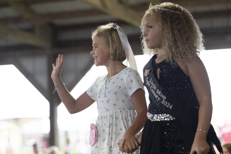 Kodi Durham, 8, competes in the Little Miss Ogle County pageant, Thursday, July 30, 2025, at the Ogle County Fairgrounds.