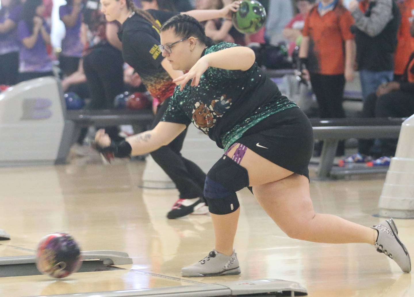 St. Bede's Maddy Fabish bowls during the IHSA girls bowling Regional meet on Friday, Feb. 6, 2026 at the Illinois Valley Super Bowl in Peru.