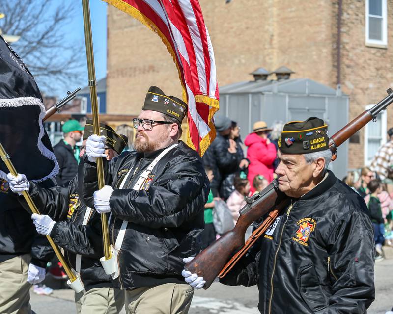 The Lemont VFW march in the Lemont St. Pat's Day Parade on Saturday, March 8, 2025  in Lemont.