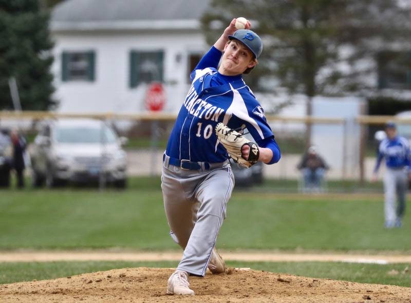 Princeton pitcher Danny Cihocki fires a pitch against Hall Friday night at Kirby Park.