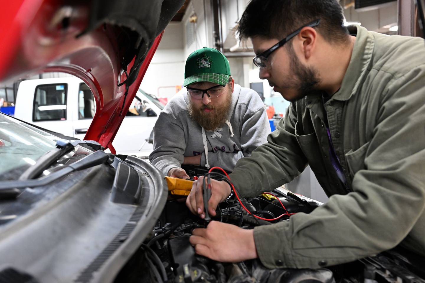 Students engage in the Automotive Technology program at Kankakee Community College, one of the programs currently eligible for tuition coverage through state grants.