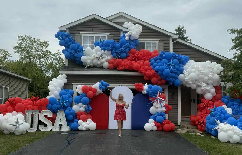 Justyna Conkle shows off her July 4 display at her home in Lake in the Hills.