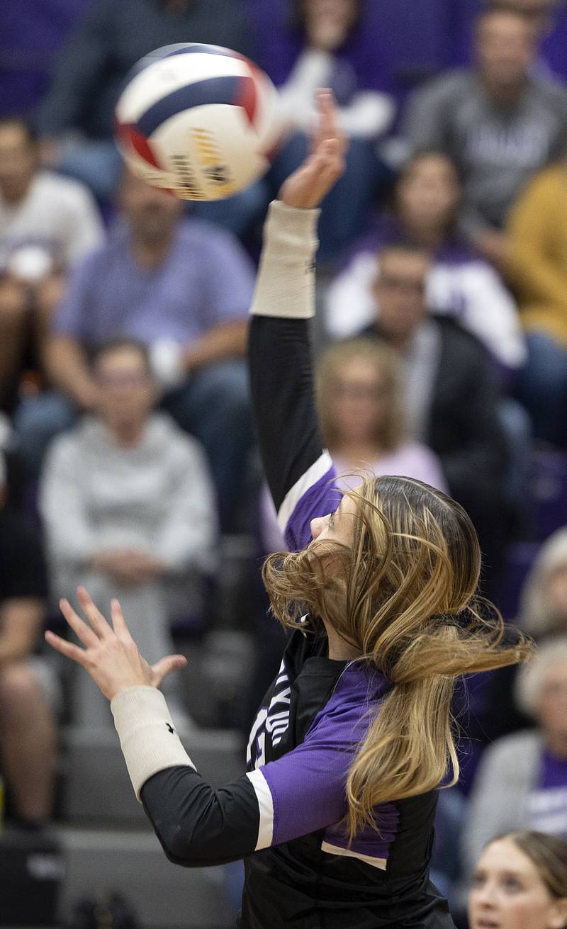 Dixon’s Solis Thompson plays the ball against Rochelle Monday, Oct. 28, 2024, during regional play in Dixon.
