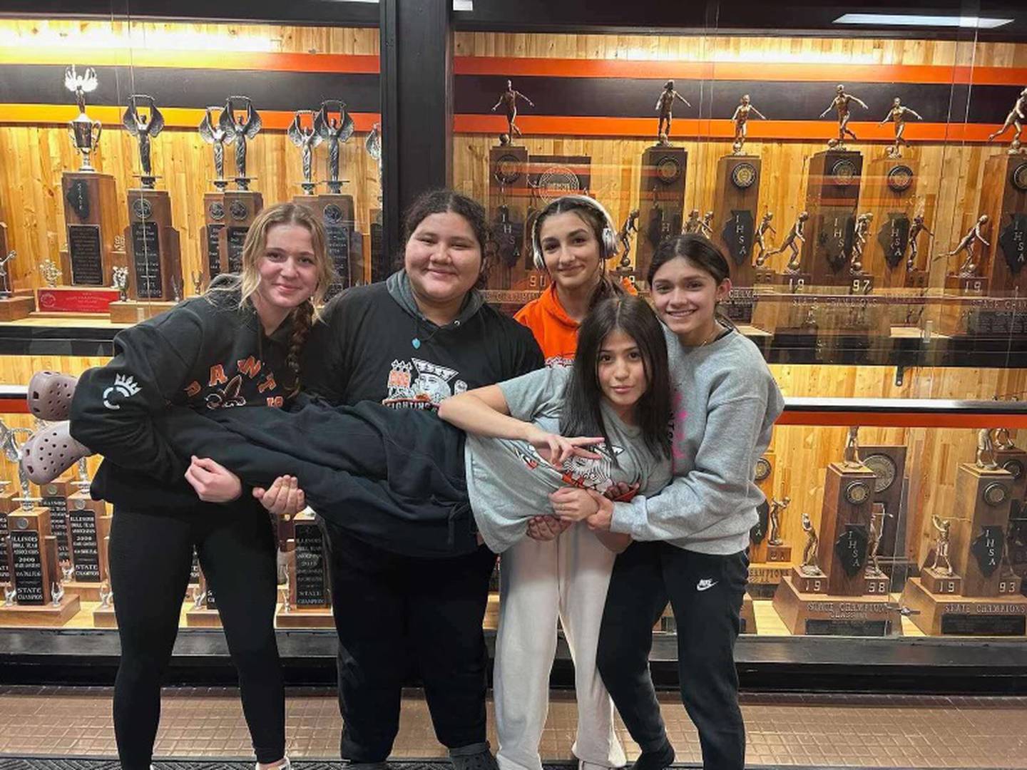 Members of the St. Charles East girls wrestling program include Addison Wolf, Daniella Bravo-Garcia, Autumn Badon, Gwen Davila and Sofia Espinoza.