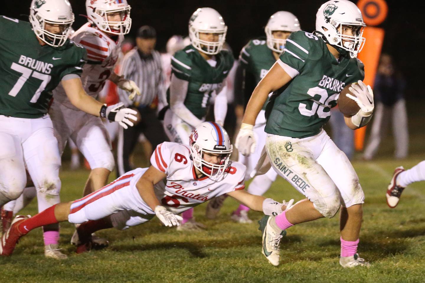 St. Bede's Landon Marquez gets by Ottawa defenders on Friday, Oct. 25, 2024 at St. Bede Academy.