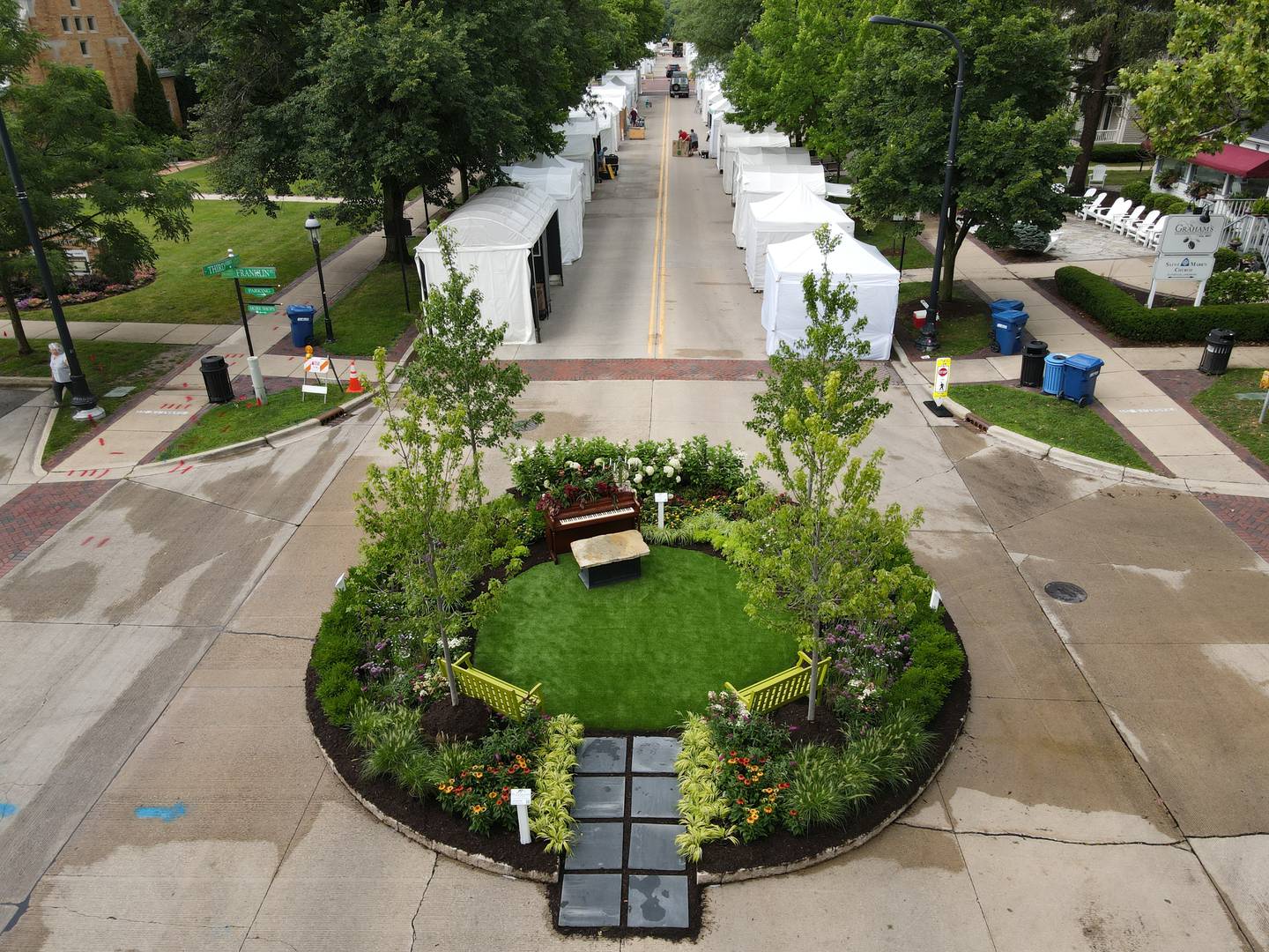 Plandscape Inc. of Elburn will set up a 30-foot circle of a garden setting in the intersection of South Third and Franklin streets to provide a peaceful respite during the  23rd annual Geneva Arts Fair is from 10 a.m. to 5 p.m. Saturday and Sunday, July 26 and 27 on Third Street.