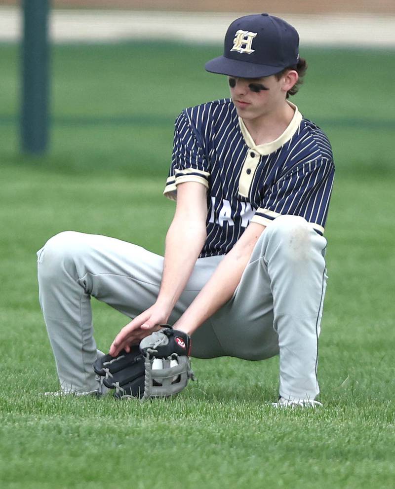 Hiawatha's Lucas Sunderlage fields a ground ball during their game Thursday, April 20, 2023, at Indian Creek High School in Shabbona. The game was stopped in the first inning due to weather.