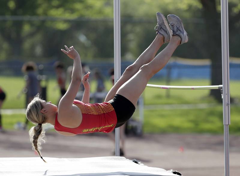 Brian Hill/bhill@dailyherald.com
Batavia's Meghann Hartmann competes in the high jump during the Class 3A Lake Park sectional girls track Thursday May 12, 2022 in Roselle.