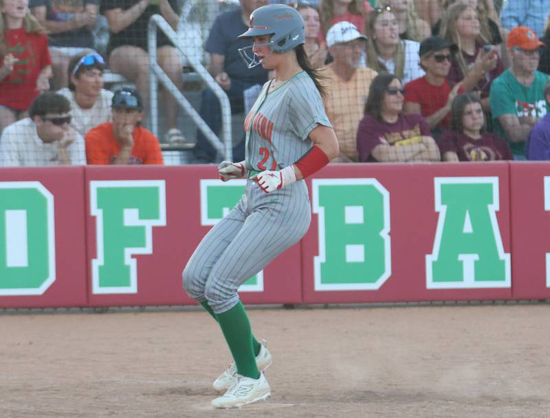 L-P's Anna Riva scores a run during the Class 3A Sectional semifinal game on Tuesday, May 26, 2026 at the L-P Athletic Complex in La Salle.