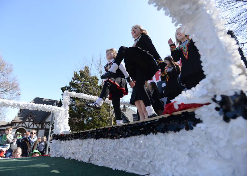 Members of Trinity Irish Dancers entertain attendees of the Elmhurst St. Patrick's Day Parade Saturday, March 9, 2024.