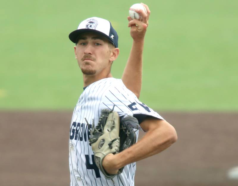 Cary-Grove’s Charlie Taczy delivers against Triad in IHSA Class 3A Third Place Game baseball action at Slammer Stadium in Joliet on Saturday, June 14, 2025.