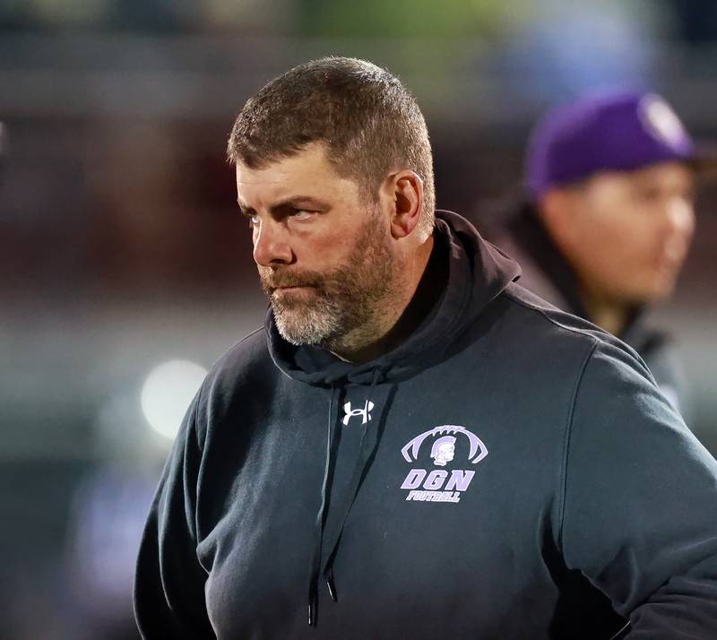 Downers Grove North's head coach Joe Horeni during the IHSA Class 7A playoff football game Friday, Oct. 31, 2025 in Downers Grove.