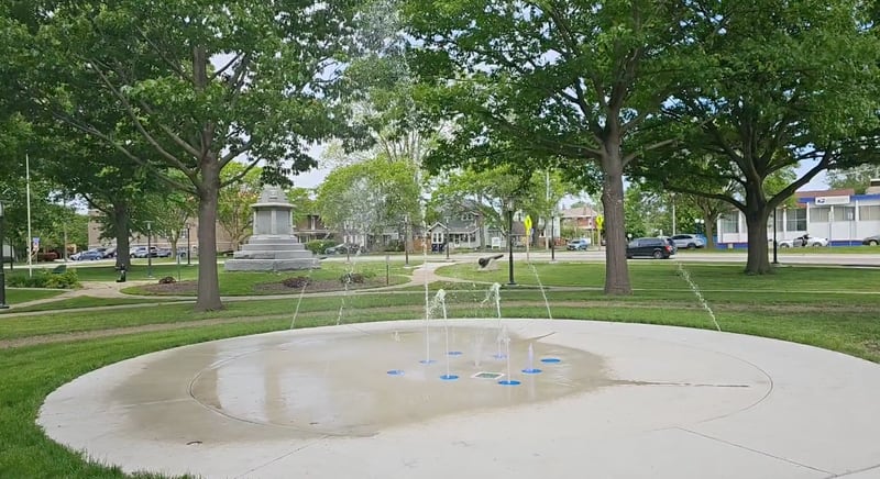 Sterling's new splash pad is open at downtown Central Park, home of Grandon Civic Center.