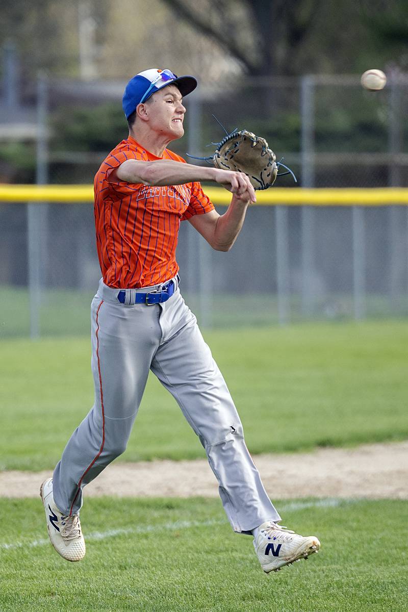 Eastland’s Maddox Spears fires a ball to first against Newman Wednesday, April 15, 2026.