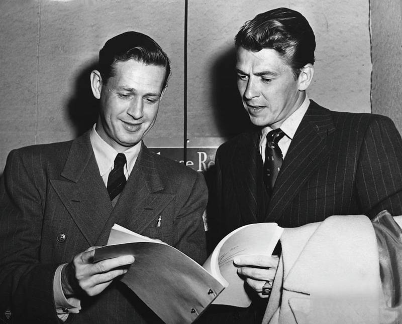 Neil (left) and Ronald Reagan in California around 1940.