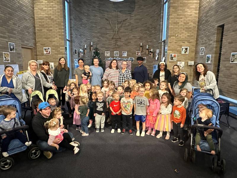 First Congregational Learning Center hopes to lighten medical expenses for cherished staff member. 2024. In the center are Director Kimberly Choate (left) and Gail Tauer (right), for whom a GoFundMe page has been created.