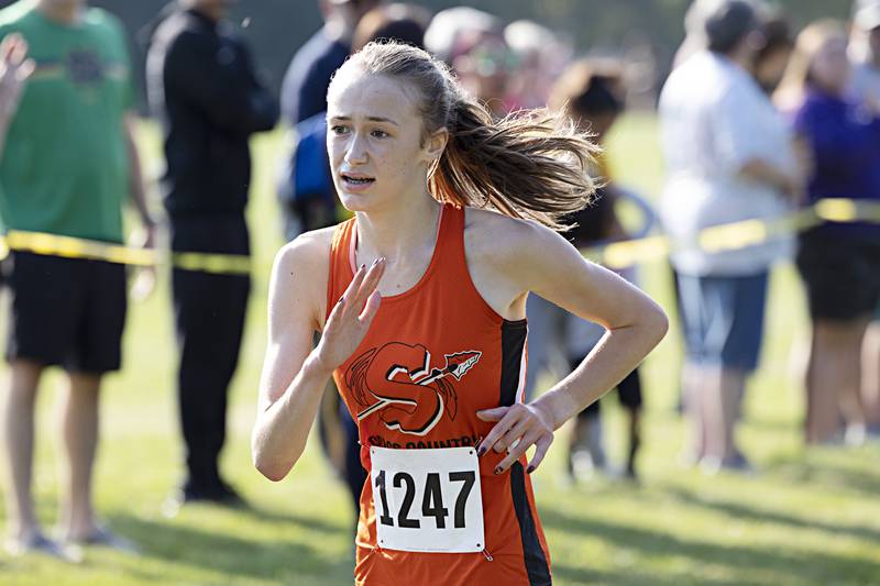 Sandwich’s Sundara Weber took the win at the Rock River Run Saturday, Sept. 23, 2023 at Hoover Park in Sterling.