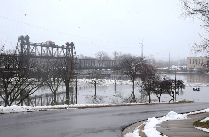 The Illinois River floods Allen Park on Friday, Jan. 26, 2024, in Ottawa.