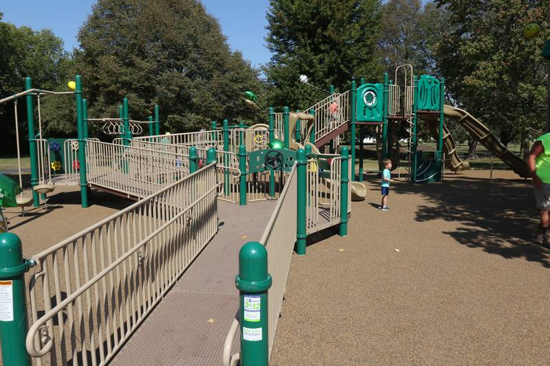 A view of the new playground during adedication on Monday, Sept. 15, 2025 at Zearing Park in Princeton. The 7,000 square-foot playground features sensory panels, in-ground merry-go-round with back support, slides, swings, health development and creative play. Half of the project was paid for by a OSLAD grant and the other half was purchased by the Princeton Park District. No tax dollars were used for the project.