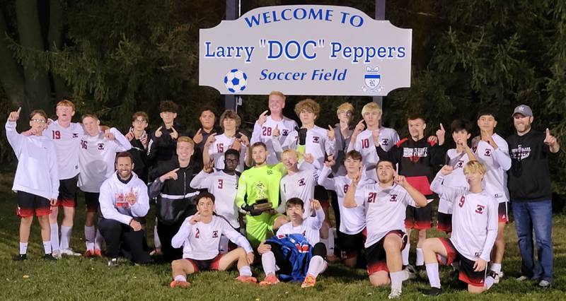 The Indian Creek boys soccer team defeated Somonauk-Leland-Newark 3-2 (2-0 PKs) to win the 43rd Little Ten Conference Tournament title match on Thursday on Larry 'Doc' Peppers Field at Hinckley-Big Rock High School.