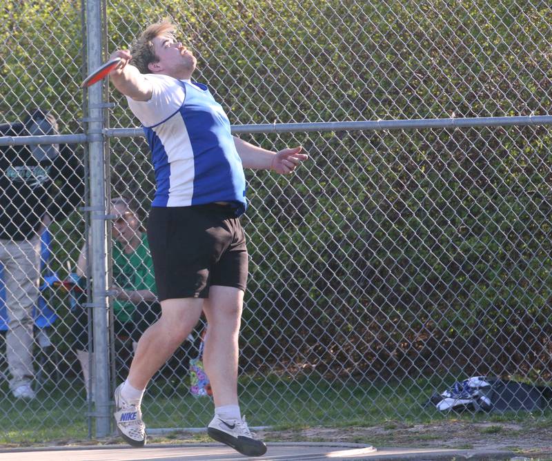 Princeton's Payne Miller throws discus during the Ferris Invitational on Monday, April 15, 2024 at Princeton High School.