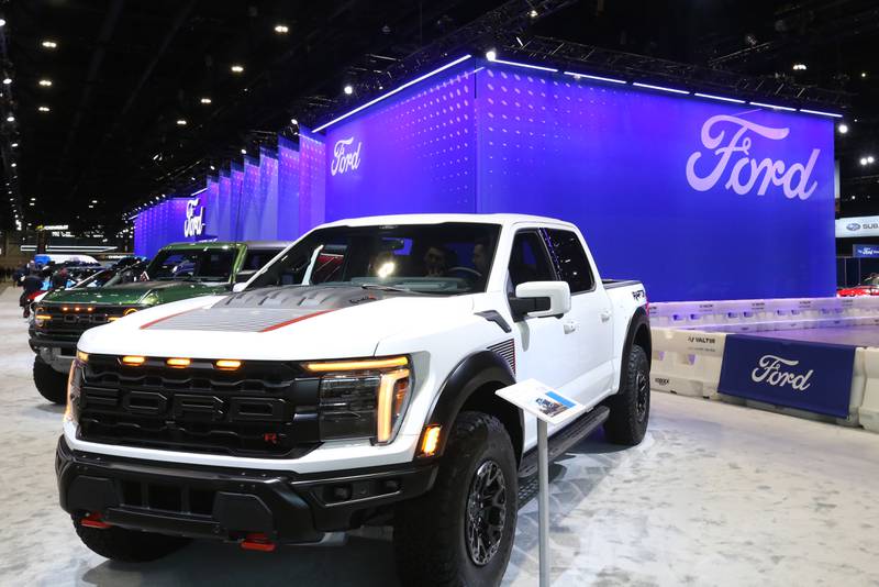 A view of the Ford F-150 display on Thursday, Feb. 8, 2024 during the Chicago Auto Show in McCormick Place.