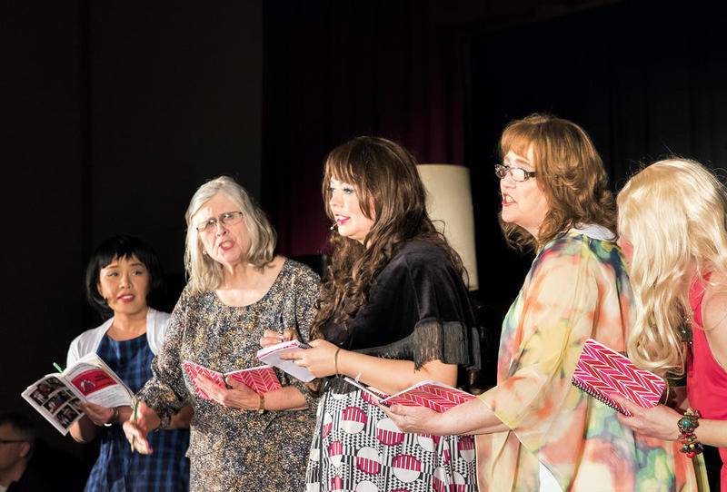 Sonia Walsk (center) played by Nicole Oberg, sings with her girls during Thursday's dress rehearsal of "They're Playing Our Song" by Neil Simon presented by the Morrison Musical Theatre Association.