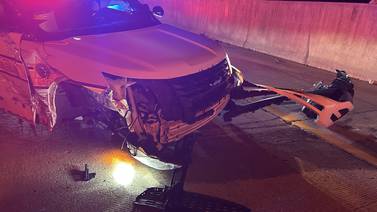 I-80 crash in New Lenox causes damage to Illinois State Police vehicle