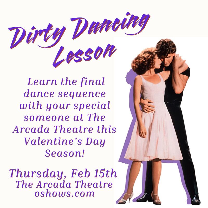 Fans of the 80s movie “Dirty Dancing” can learn the film’s iconic dance moves at a special group lesson at the Arcada Theatre in downtown St. Charles from 7 to 10 p.m. Thursday, Feb. 15, 2024.