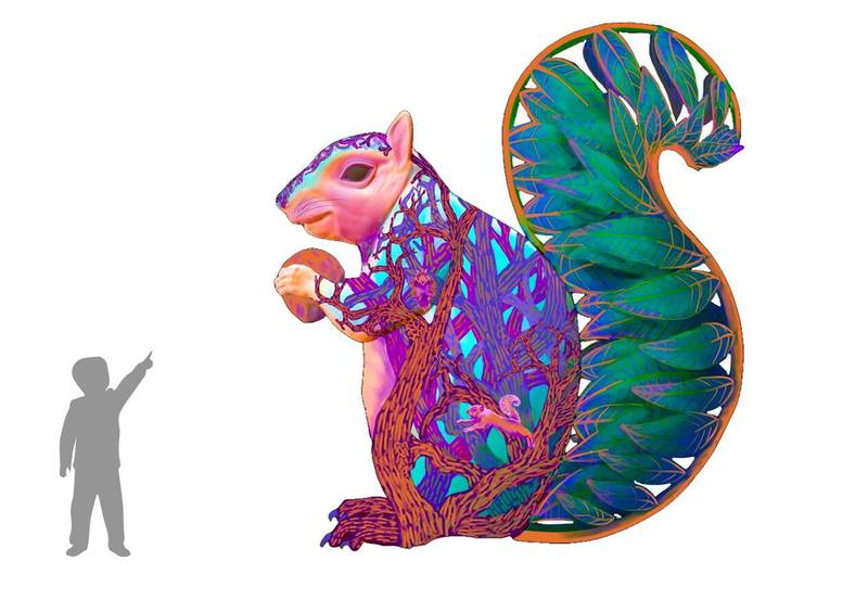 A rendering depicts one of the “Vivid Creatures” that will inhabit the Morton Arboretum.
